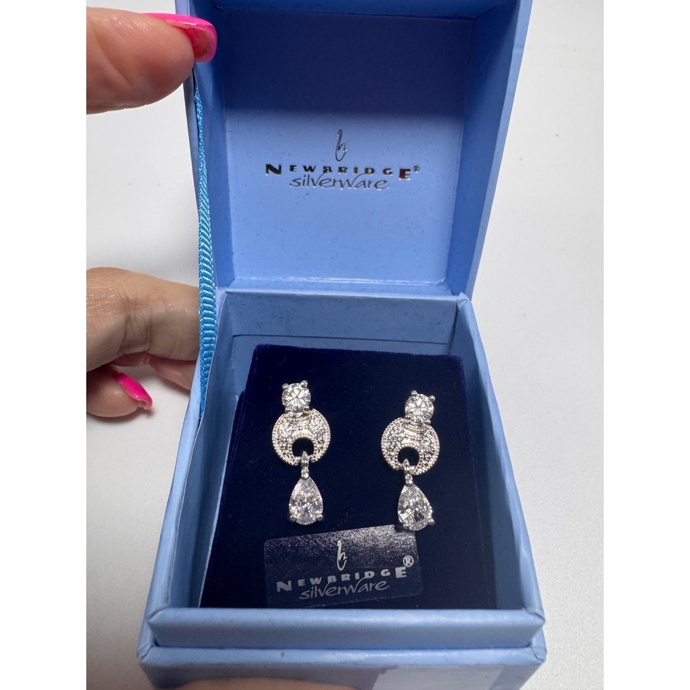 Newbridge Silverware Silver Plated Cubic Zirconia Teardrop Drop Earrings VER6060
